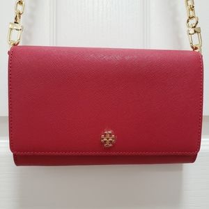 Tory Burch Emerson Chain Wallet Red